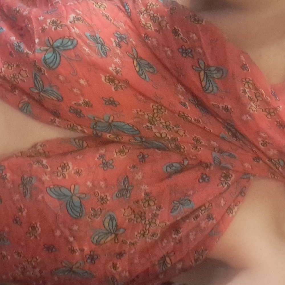 Bohemian Lrg Orange w/Turqoise 🦋 🌼 Print Multi-Use Sarong/Cover-up Scarf…